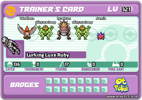 Lurking Luxe Ruby Card otPokemon.com