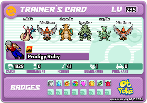 Prodigy Ruby Card otPokemon.com